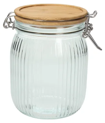 Vorratsdose Glas 700 ml mit Bambusdeckel transparent