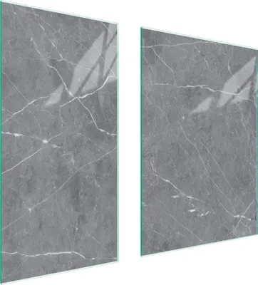 Produktbild von Herdabdeckplatten 2 teilig 75x52 Glaskeramikkochfeld Abdeckung Glas Schneidebrett Marmor Grau
