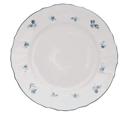 Produktbild von Thun 1794 Flacher Teller, tschechisches Porzellan, Bernadotte, 25 cm, blaue Rosetten, Thun