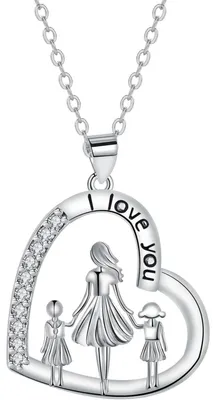 Produktbild von Halskette 925 Sterling Silber Herz Anhänger Mutter Tochter 40+5cm