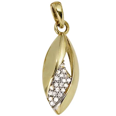 Produktbild von Anhänger Zirkonia spitzoval 333 Gold Gelbgold Goldanhänger Halsschmuck
