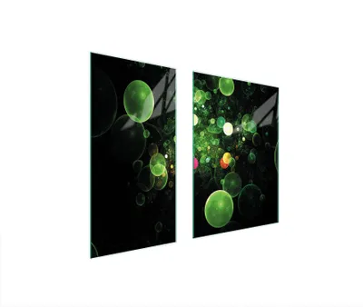 Produktbild von Herdabdeckplatten 2 teilig 75x52 Glaskeramikkochfeld Abdeckung Glas Schneidebrett Bläschen Grün