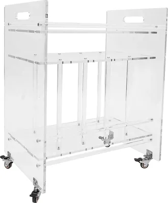 Produktbild von Plattenspieler Regalwagen - 3 Ebenen aus Acryl - 48×35×63 cm - 4 Rollen mit Bremsen - Traglast 20 kg - Transparent