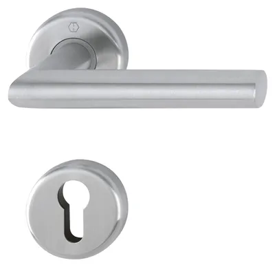 Immagine prodotto di Set di maniglie a leva HOPPE UTRECHT - su rosa PZ, 39 - 47, acciaio inox satinato