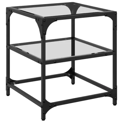 Produktbild von Couchtisch mit Glasplatte Transparent 40x40x45 cm Stahl