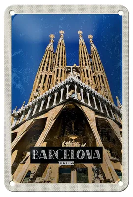 Produktbild von Blechschild Reise 12x18cm Barcelona Spanien Reiseziel Trip Schild