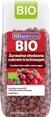 ŻURAWINA SŁODZONA CUKREM TRZCINOWYM BIO 100 g - NATURAVENA