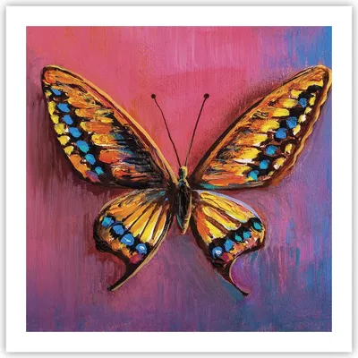 Produktbild von Poster - Poster ohne Rahmen - Schmetterling bunt gemalt - 60x60 cm - Wand Bild - Wanddeko - Wandbilder - Kunstposter - Wandposter - Bilder - Kunstdruck - Wanddekoration - Wandbild - P2XAC60x60-5012
