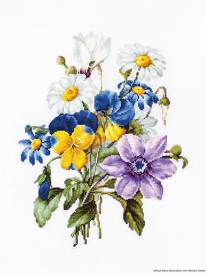 Image de Kit de broderie Luca-S "Bouquet de fleurs avec camomille", motif compté, 19x24,5 cm