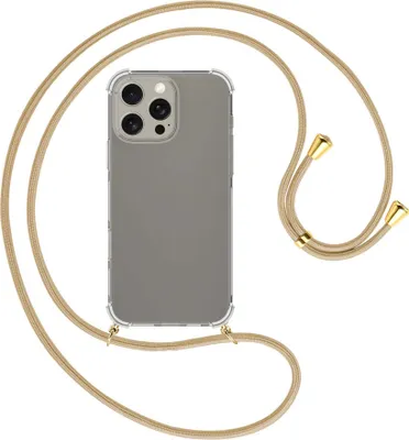 Produktbild von Handykette Backcover-Schutzhülle mit Band (Metall goldfarben) für iPhone 16 Pro Max - caramel