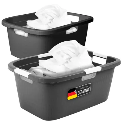 Produktbild von Novaliv Wäschewanne-Set 25L + 40L, Wäschebox Set Wäscheeimer Wäschebehälter für Bad Wäsche Schmutzwäsche, Wäschekörbe Wäschewanne Laundry Basket Wäschetonne Korb Sammler Box Aufbewahrung