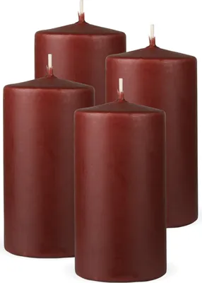 Zdjęcie produktu dla HS Candle świece filarowe 4-pak "Brown", rozmiar Ø7 x 12 cm, świece woskowe o długim czasie palenia do 35 godzin - bezzapachowe świece filarowe - wiele kolorów/rozmiarów