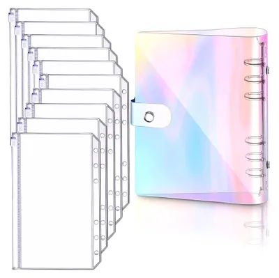 Produktbild von A6 Notizbuch mit 6 Löchern und 10 nachfüllbaren Taschen in A6 Größe (Regenbogen)