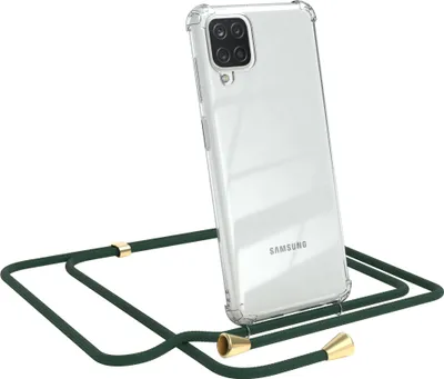 Produktbild von EAZY CASE Handykette kompatibel mit Samsung Galaxy A12, Handyhülle mit Umhängeband, Handykordel, Schutzhülle Clear, Band in Grün