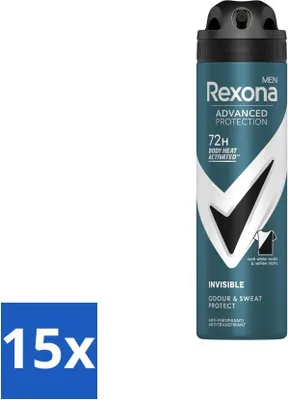 Produktbild von Rexona Men – Deodorant Spray – Advanced Protection Invisible – Langanhaltende Frische – 150 ml - Vorteilspack - 15 Stücke