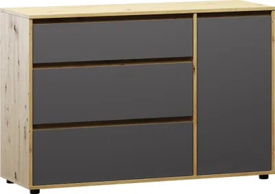 Zdjęcie produktu dla nabbi Komoda Norman CH-1D/3DR - szary grafit / dąb wotan