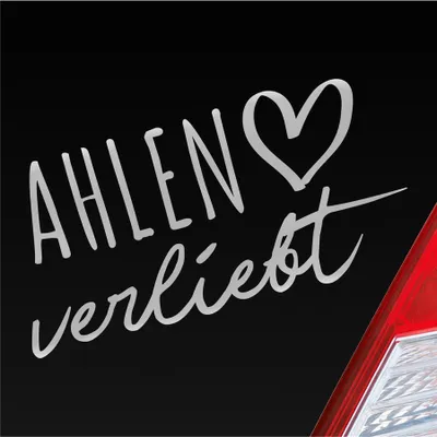 Produktbild von Auto Aufkleber Ahlen verliebt Herz Stadt Heimat Liebe Car 19x10 cm Silber Sticker Heckscheibenaufkleber