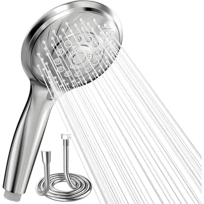 Produktbild von Duschkopf mit Schlauch 1,5m, Regendusche Handbrause, 6 Modi, Chrom, Selbstreinigender Silikonauslauf