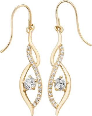 Produktbild von Raffinierte 9 Karat (375) Gold Damen - Paar Ohrringe mit Zirkonia - 32mm*6mm; TRS27184
