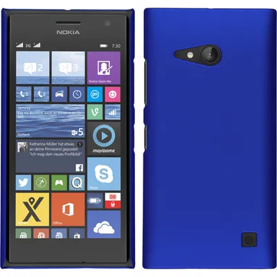 Produktbild von PhoneNatic Case kompatibel mit  Nokia Lumia 730 - Hülle blau gummiert Hard-case + 2 Schutzfolien