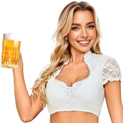 Productafbeelding van Dirndl Blouse met Hartvormige Hals - Korte Mouwen