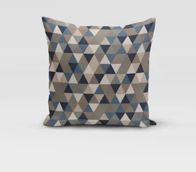 Produktbild von SCHÖNER LEBEN. Kissenhülle Halbpanama Leinenlook Dreiecke blau grau Größe 60x60cm (HxB) 60x60cm (HxB) Größe