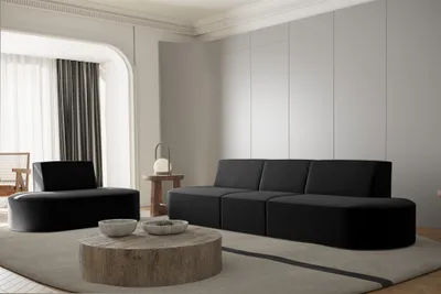 Produktbild von Sofaset Designersofa Set 3-1 MILOT in Stoff Opera Velvet Schwarz