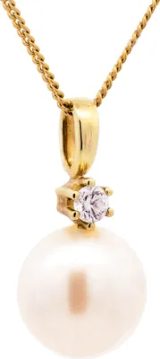 Produktbild von Gold Anhänger Zirkonia mit Perle  mit Goldkette 333-8 Karat Gold 38 cm