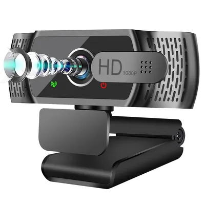 Produktbild von Full HD 1080P Webcam mit Mikrofon, Automatische Lichtkorrektur, USB PC Webcam mit Abdeckung, 110° Weitwinkel, für PC, Laptop, Computer, Linux, Mac