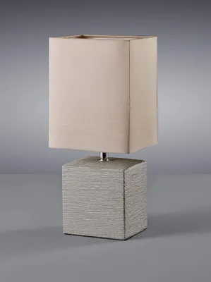 Produktbild von Keramik Tischleuchte eckig 29cm hoch mit Stofflampenschirm 13x11cm in Braun E14