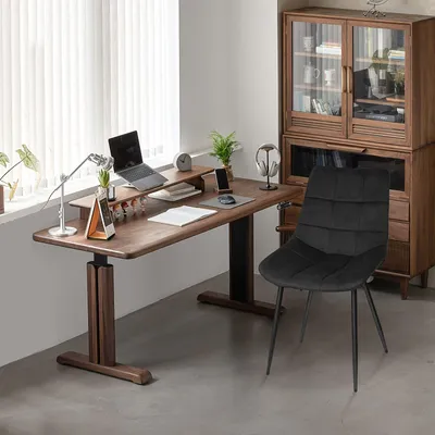 Image de Ensemble de 2 chaises de salle à manger - Chaises en velours noir avec dossier haut et structure métallique
