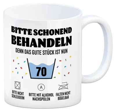 Produktbild von Bitte schonend behandeln - 70. Geburtstag Kaffeebecher