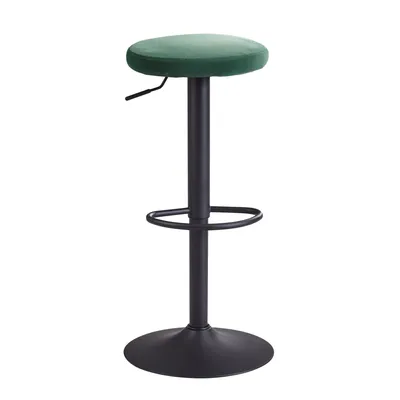 Produktbild von WOHNLING Barhocker Samt Grün Hocker ohne Lehne 58 - 79 cm Küchenhocker Stoff / Metall 100kg Design Barstuhl Tresenhocker Drehbar Bistrohocker