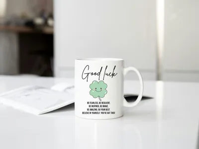 Produktbild von Kaffeetasse mit Vierklavertje, 330 ml, weiße Tasse für die Küche