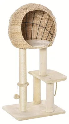 Produktbild von Katzenkratzbaum - Kratzbaum - Kratzmöbel - Katzenpfosten - Katzenbett - Kompakt, 100 cm - Langlebiges Sisalmaterial
