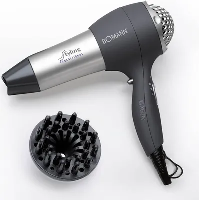 Produktbild von Bomann Haartrockner mit Diffusor & Formdüse | Hair Dryer mit "Cool Shot" für glänzendes Haar | Haarfön mit 3 Leistungsstufen und 2 Gebläsestufen | 2000 Watt | HTD 889 CB