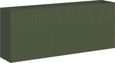A long, rectangular planter box with five vertical divisions.