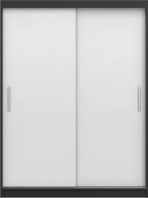 Produktbild von Wohnzimmerschrank, Kleiderschrank, Schwebetürenschrank 2-türig Schrank mit vielen Einlegeböden und Kleiderstange Gaderobe Schiebtüren Schlafzimmer - 150x200x61 cm - LARA 04 Schwarz + Weiß