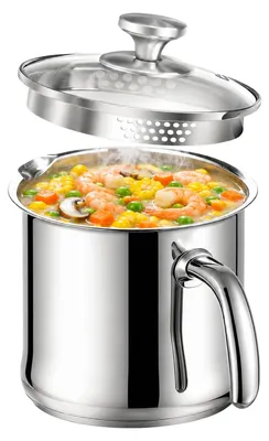 Obrázok produktu pre Nerezový hrniec s priemerom 14 cm a objemom 2 litre, s skleneným pokrievkou