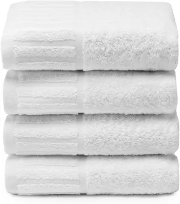 Immagine prodotto di Asciugamani, 50 x 100 cm, confezione da 4 pezzi, colore bianco, 100% cotone egiziano, per il bagno
