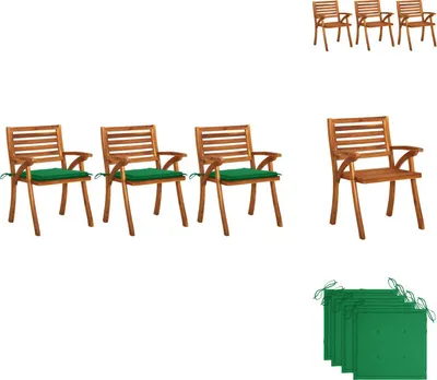 Image de vidaXL Chaises de jardin avec coussins 3 pcs. Acacia massif - Chaises de jardin