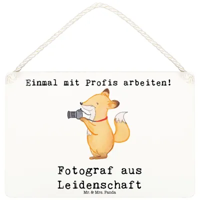 Produktbild von Mr. & Mrs. Panda Schild Fotograf Leidenschaft DIN A6 - Weiß - Geschenk, Ausbildung, Wandbild Holz, Türschild, Lustig, holzbild, Hochzeitsfotograf, Holzschild, wandtafel