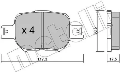 Produktbild von METELLI Bremsbeläge Satz Vorne Bremsklötze für TOYOTA CELICA (ZZT23) 22-0614-0