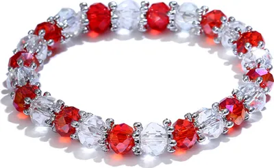 Produktbild von Elegantes Perlen-Armband, Armreif, Damen-Schmuck, Geburtstag, Jahrestag, Geschenk-Rot