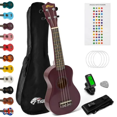 Productafbeelding van TIGER UKEKIT-PP Sopraan-Ukulele-set - Startpakket voor beginners - Paars