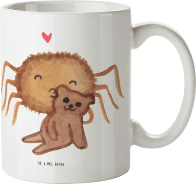 Produktbild von Mr. & Mrs. Panda Kinderbecher Spinne Agathe Teddy - Weiß - Geschenk, Mehrwegbecher, Treue, Trinklernbecher, Verliebt, Liebesbeweis, Dankeschön, Miteinander, Pott, Haferl