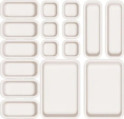 Image de Organiseur de tiroir, lot de rangement 16 pièces, beige