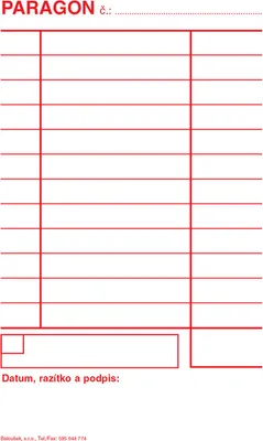 Zdjęcie produktu dla Tiskopis Paragon Baloušek, 80x150 cm, samopropisovací, 50 listů