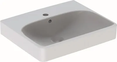 Produktbild von Geberit Smyle Square Handwaschbecken 500256, 50x41cm, mit Hahnloch und Überlauf, 500.256.01.8