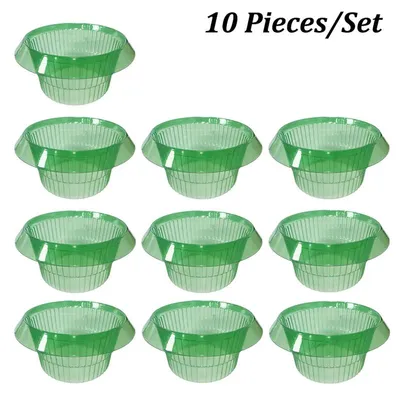 Produktbild von Schneckenschutz für Pflanzen - 10er-Pack Pflanzenschutzringe - Wiederverwendbar - Kunststoff - Für Blumentöpfe und Gemüse - Grün